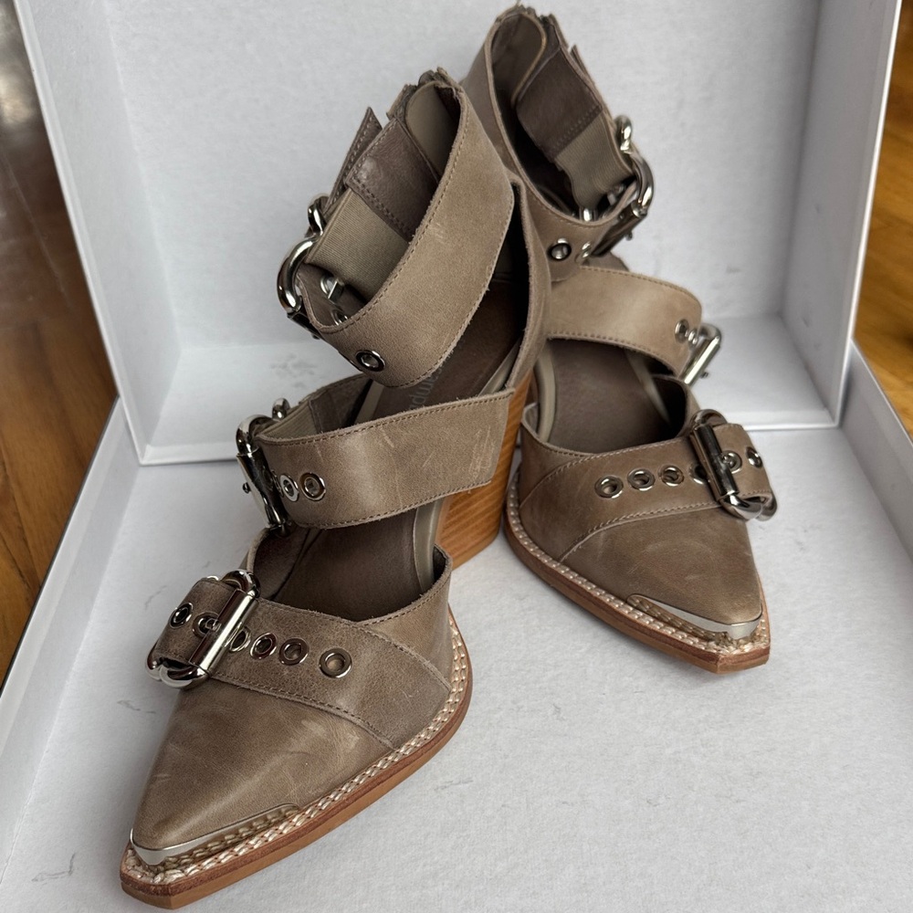 Jeffrey Campbell Taupe Strappy Heels